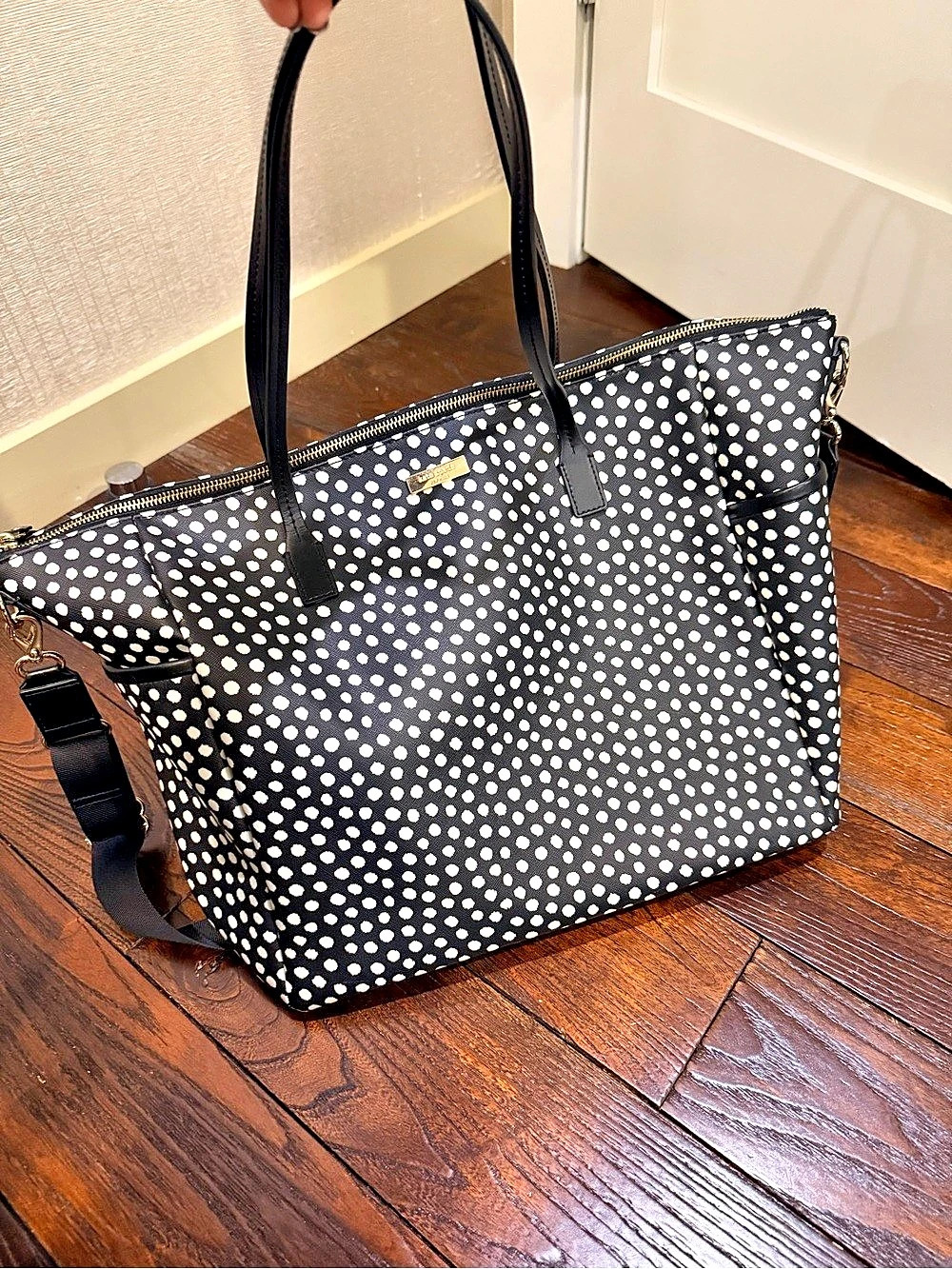 Kate Spade Black White Polka Dot Diaper Baby Bag Tote
